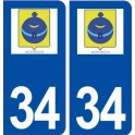 34 Montbazin logo ville autocollant plaque stickers
