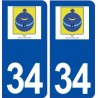 34 Montbazin logo ville autocollant plaque stickers