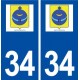 34 Montbazin logo ville autocollant plaque stickers