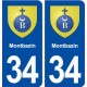 34 Montbazin blason ville autocollant plaque stickers
