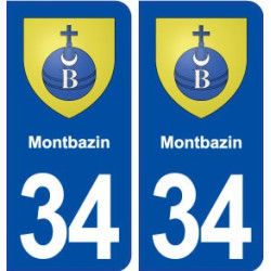34 Montbazin blason ville autocollant plaque stickers