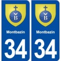 34 Montbazin blason ville autocollant plaque stickers