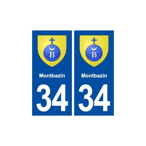 34 Montbazin blason ville autocollant plaque stickers