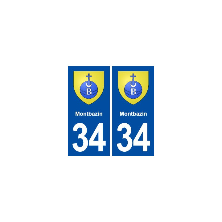 34 Montbazin blason ville autocollant plaque stickers