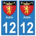 12 Aubin ville autocollant plaque