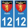 12 Aubin ville autocollant plaque