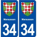 34 Maraussan blason ville autocollant plaque stickers