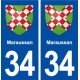 34 Maraussan blason ville autocollant plaque stickers