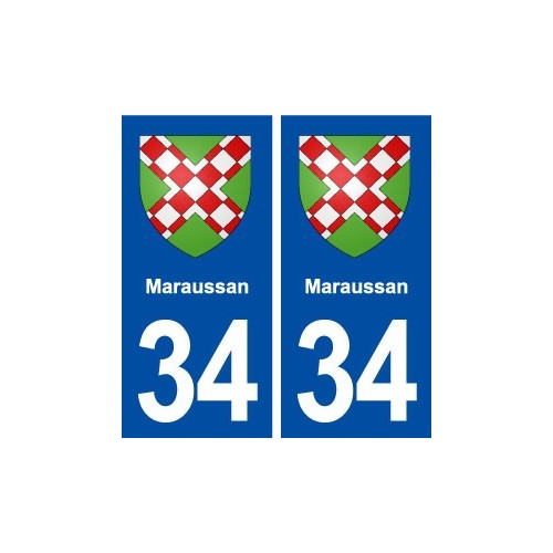 34 Maraussan blason ville autocollant plaque stickers