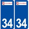 34 Maraussan logo ville autocollant plaque stickers