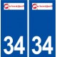 34 Maraussan logo ville autocollant plaque stickers