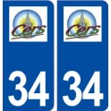 34 Cers logo ville autocollant plaque stickers