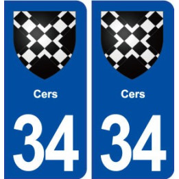 34 Cers  blason ville autocollant plaque stickers