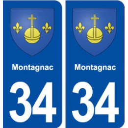 34 Montagnac  blason ville autocollant plaque stickers