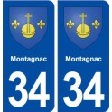 34 Montagnac  blason ville autocollant plaque stickers