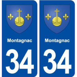 34 Montagnac  blason ville autocollant plaque stickers