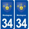 34 Montagnac  blason ville autocollant plaque stickers
