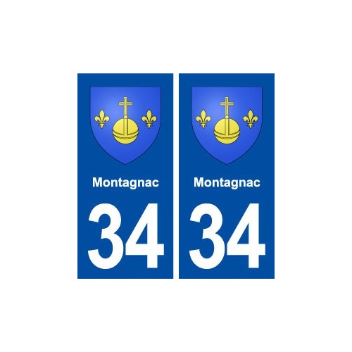 34 Montagnac  blason ville autocollant plaque stickers