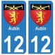 12 Aubin ville autocollant plaque