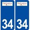34 Montagnac logo ville autocollant plaque stickers