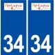 34 Montagnac logo ville autocollant plaque stickers