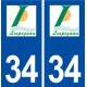 34 Lespignan logo ville autocollant plaque stickers