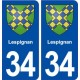 34 Lespignan blason ville autocollant plaque stickers