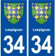 34 Lespignan blason ville autocollant plaque stickers