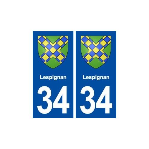 34 Lespignan blason ville autocollant plaque stickers