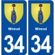 34 Mireval blason ville autocollant plaque stickers