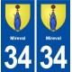 34 Mireval blason ville autocollant plaque stickers