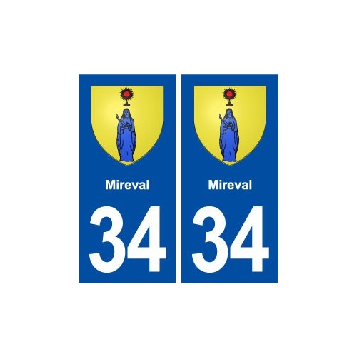 34 Mireval blason ville autocollant plaque stickers