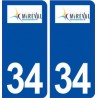 34 Mireval logo ville autocollant plaque stickers