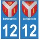 12 Baraqueville ville autocollant plaque
