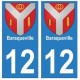 12 Baraqueville ville autocollant plaque