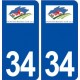34 Montferrier sur Lez logo ville autocollant plaque stickers