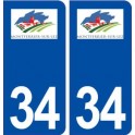 34 Montferrier sur Lez logo ville autocollant plaque stickers