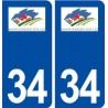 34 Montferrier sur Lez logo ville autocollant plaque stickers