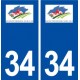 34 Montferrier sur Lez logo ville autocollant plaque stickers
