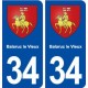 34 Balaruc le Vieux blason ville autocollant plaque stickers