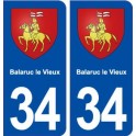 34 Balaruc le Vieux blason ville autocollant plaque stickers