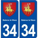 34 Balaruc le Vieux blason ville autocollant plaque stickers