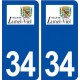34 Lunel Viel logo ville autocollant plaque stickers