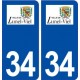 34 Lunel Viel logo ville autocollant plaque stickers