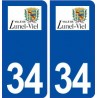 34 Lunel Viel logo ville autocollant plaque stickers