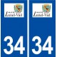 34 Lunel Viel logo ville autocollant plaque stickers