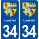 34 Lunel Viel blason ville autocollant plaque stickers