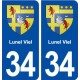34 Lunel Viel blason ville autocollant plaque stickers