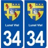 34 Lunel Viel blason ville autocollant plaque stickers