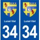 34 Lunel Viel blason ville autocollant plaque stickers